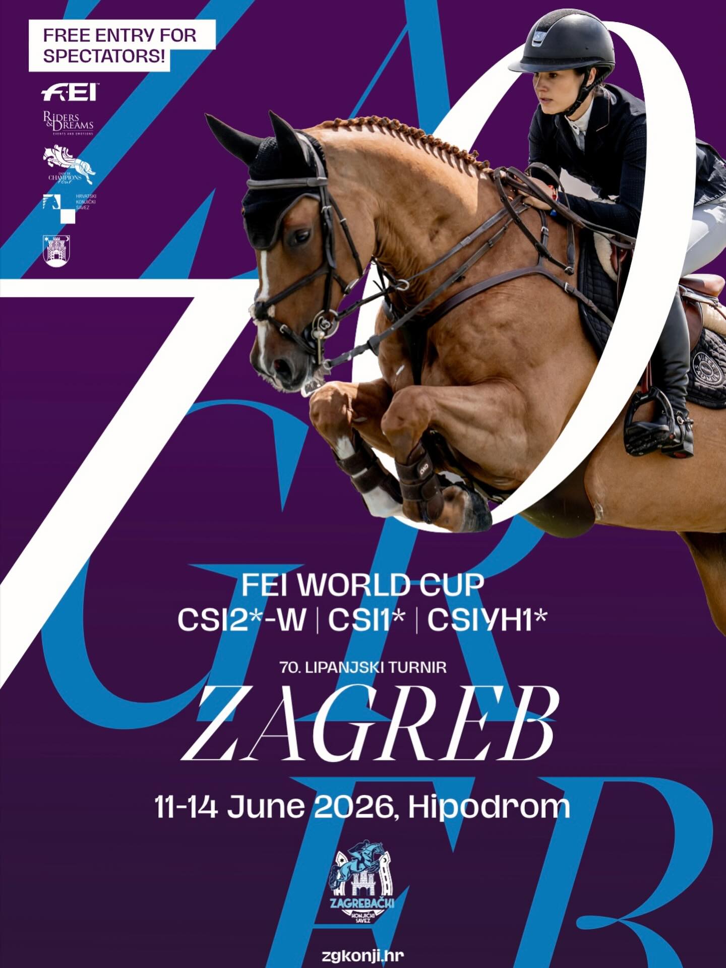70. Lipanjski turnir — FEI World Cup Zagreb poster